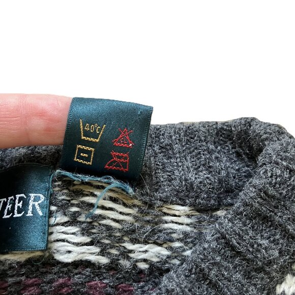 Cricketeer Fair Isle Pullover Sweater Grey Multi Acrylic Vintage 90s Oversized - Picture 7 of 7